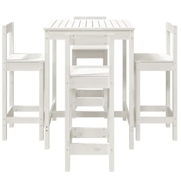 5-osaline valge täismännipuidust aiabaarikomplekt, baarilaud 82,5 x 82,5 x 110 cm – 4