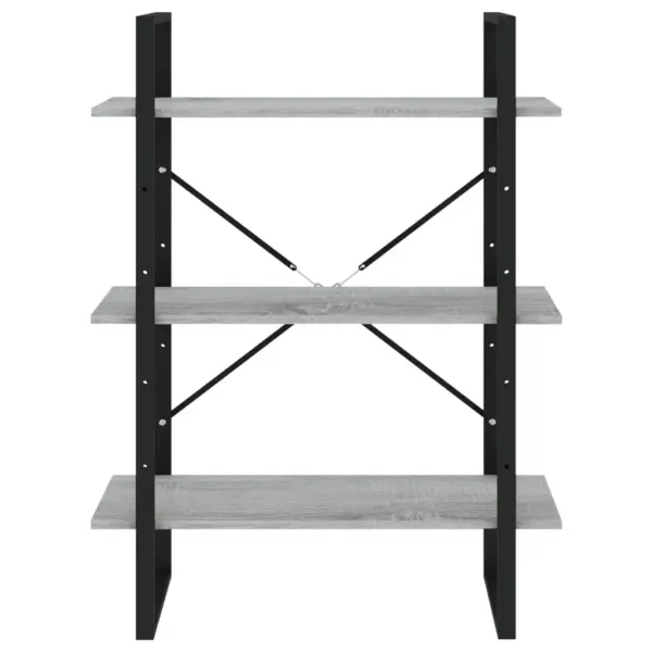 5 riiuliga raamaturiiulite komplekt, hall Sonoma tamm, tehispuit ja metall, kõrge riiul 80 x 30 x 175 cm – 6