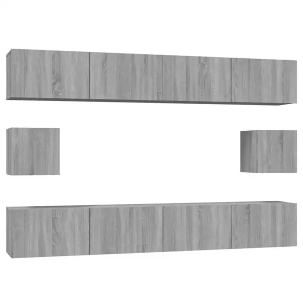 Seinale kinnitatav 6-osaline telerikappide komplekt, hall Sonoma tamm, tehispuit - 2