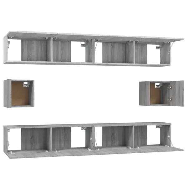 Seinale kinnitatav 6-osaline telerikappide komplekt, hall Sonoma tamm, tehispuit - 5
