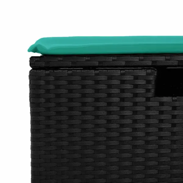 6-osaline polürotangist aiadiivani komplekt panipaigaga, patjadega, must raam, sinised padjad – 11