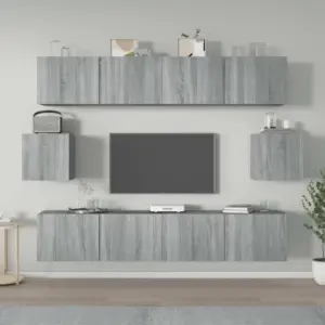 Seinale paigaldatav 6-osaline telerikappide komplekt, hall Sonoma tamm, tehispuit