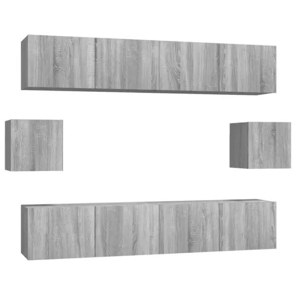 Seinale paigaldatav 6-osaline telerikappide komplekt, hall Sonoma tamm, tehispuit - 2