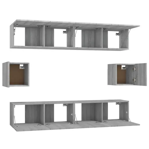 Seinale paigaldatav 6-osaline telerikappide komplekt, hall Sonoma tamm, tehispuit - 5