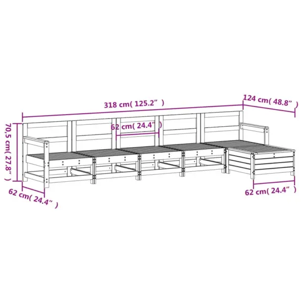 6-osaline modulaarne aiadiivani komplekt, männipuidust, valge, ilma patjadeta – 9