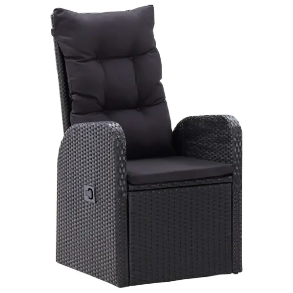 7-osaline aiamööbli komplekt recliner-toolidega, must polürotang, akaatsiapuidust laud 150 x 90 cm – 6