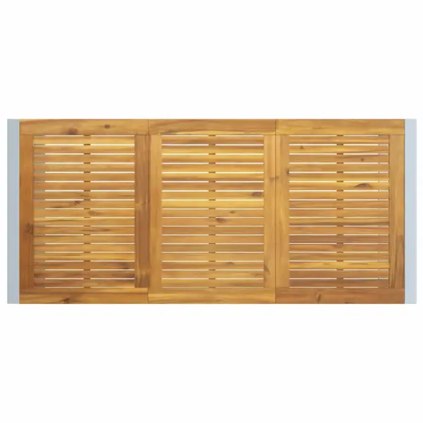 7-osaline aiamööbli komplekt akaatsiapuidust lauaga ja 6 halli terasraamiga tooli, laud 180 x 90 cm – 8