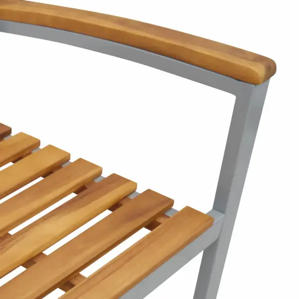 7-osaline aiamööbli komplekt akaatsiapuidust lauaga ja 6 halli terasraamiga tooli, laud 180 x 90 cm – 10