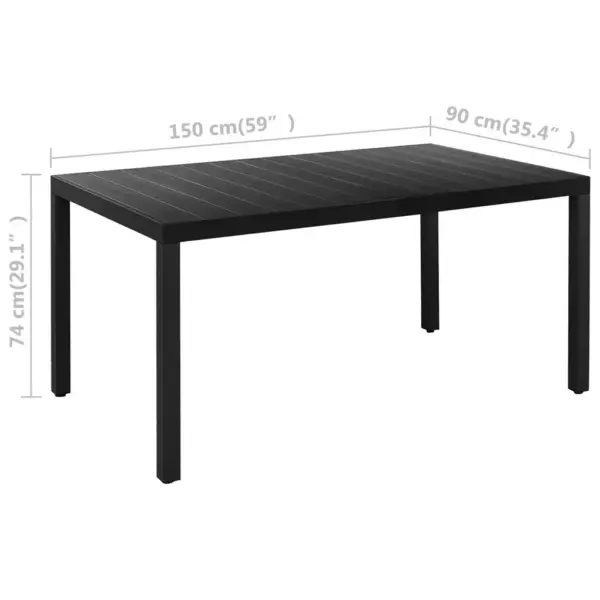 7-osaline aiamööbli komplekt reguleeritavate toolidega, must ja pruun, WPC lauaplaat, laud 150 x 90 x 74 cm – 11