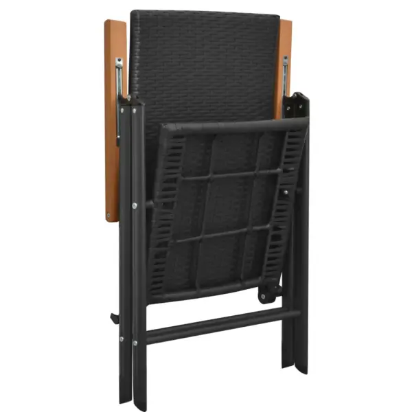 7-osaline aiamööbli komplekt reguleeritavate toolidega, must ja pruun, WPC lauaplaat, laud 150 x 90 x 74 cm – 7