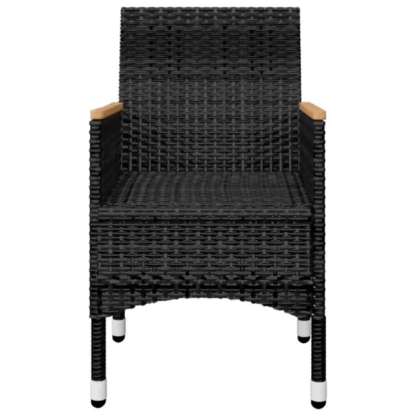 7-osaline aiamööbli komplekt, must polürotang ja akaatsiapuit, laud 200 x 90 cm – 11
