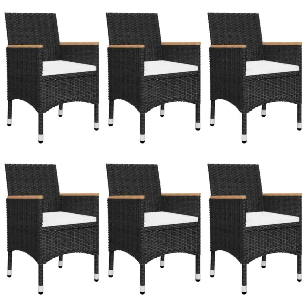 7-osaline aiamööbli komplekt, must polürotang ja akaatsiapuit, laud 200 x 90 cm – 5