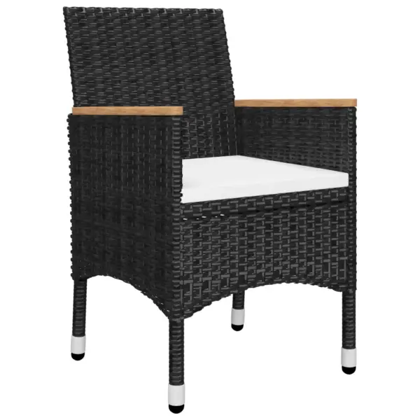 7-osaline aiamööbli komplekt, must polürotang ja akaatsiapuit, laud 200 x 90 cm – 6