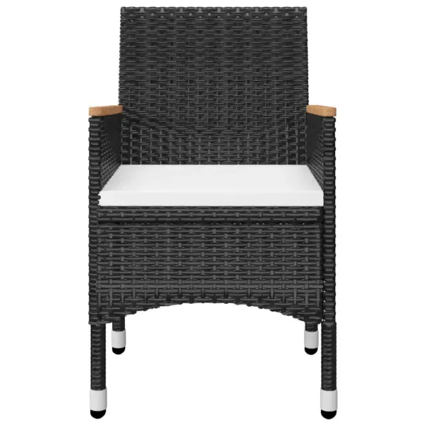 7-osaline aiamööbli komplekt, must polürotang ja akaatsiapuit, laud 200 x 90 cm – 7