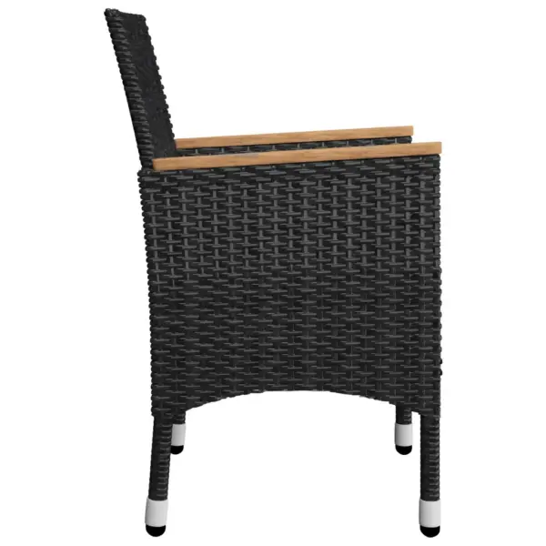 7-osaline aiamööbli komplekt, must polürotang ja akaatsiapuit, laud 200 x 90 cm – 8