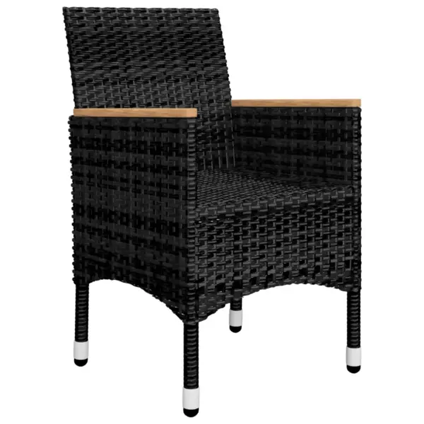 7-osaline aiamööbli komplekt, must polürotang ja akaatsiapuit, laud 200 x 90 cm – 9