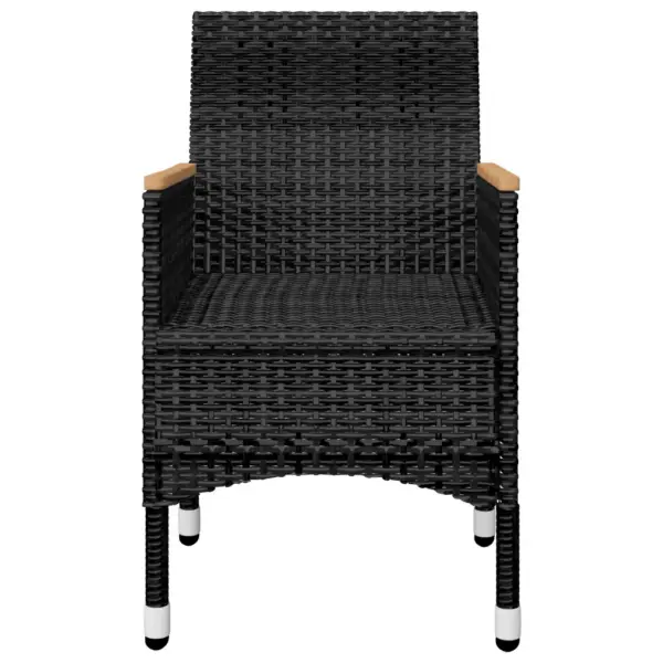 7-osaline aiamööbli komplekt, must polürotang ja akaatsiapuit, laud 200 x 90 cm – 10