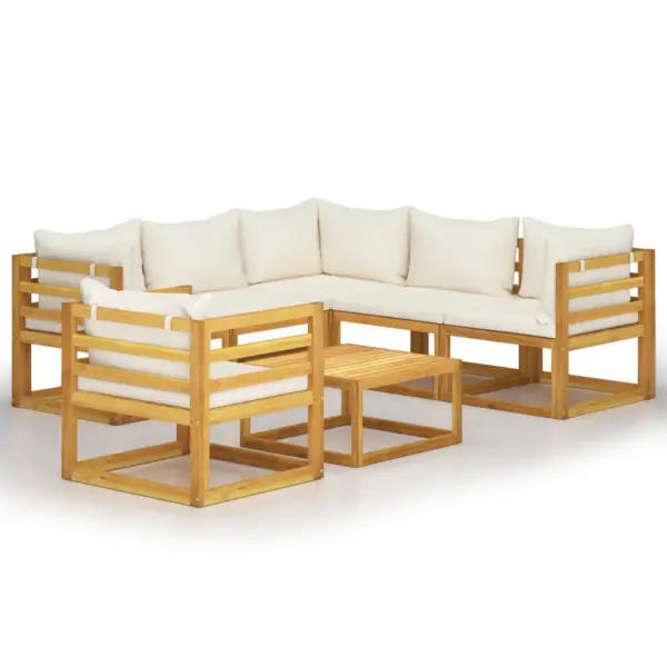 7-osaline modulaadne aiadiivani komplekt patjadega, kreemjas, akaatsiapuit – 2