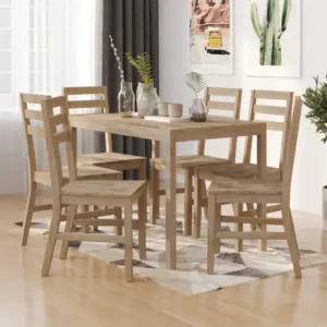 7-osaline akaatsiapuidust söögilauakomplekt, pruun, laud 110 x 70 cm