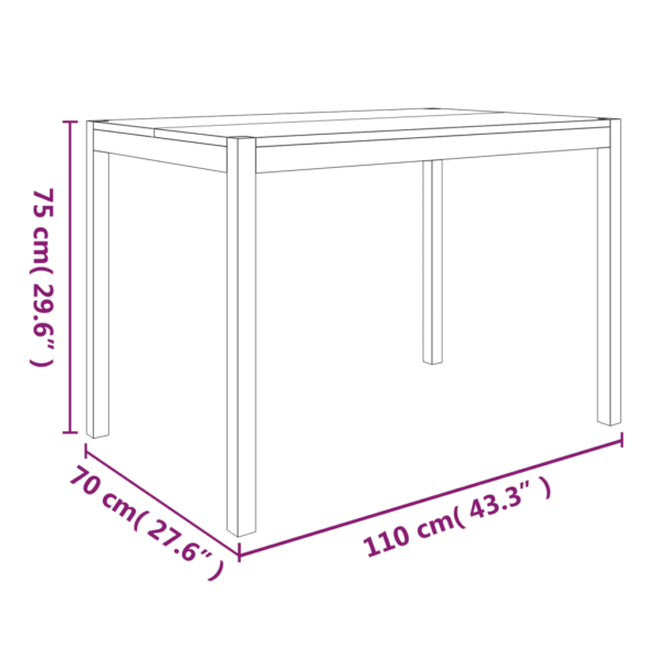 7-osaline akaatsiapuidust söögilauakomplekt, pruun, laud 110 x 70 cm - 10