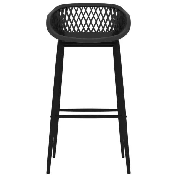 7-osaline baarikomplekt valge MDF-baarilauaga ja 6 musta võrguseljatugaga baaripukki – 8