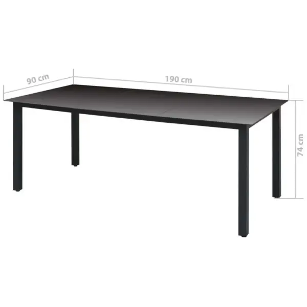 7-osaline aiamööbli komplekt patjadega, hall polürotang, must klaasplaadiga laud 190 x 90 cm – 12