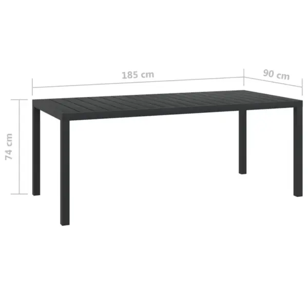 7-osaline aiamööbli komplekt patjadega, hall polürotang, must WPC-laud 185 x 90 cm – 12