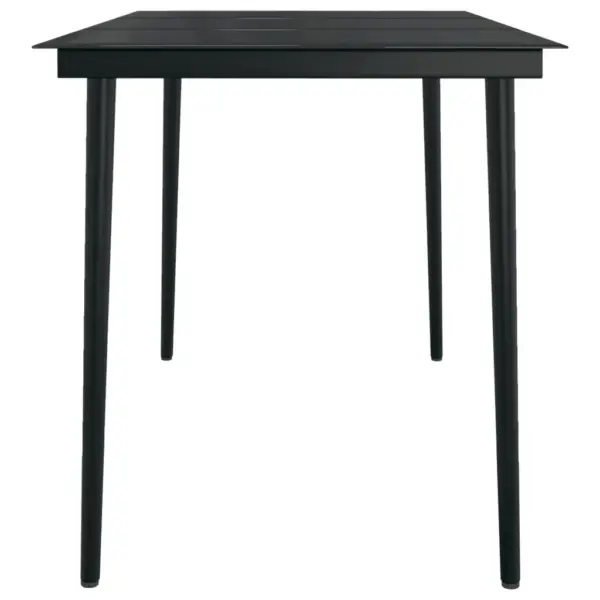 7-osaline aiamööbli komplekt, hall ja must PE-rotang, klaasplaadiga laud 140 cm – 7