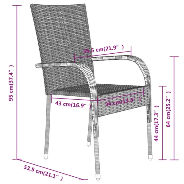 7-osaline aiamööbli komplekt, hall ja must PE-rotang, klaasplaadiga laud 140 cm – 8