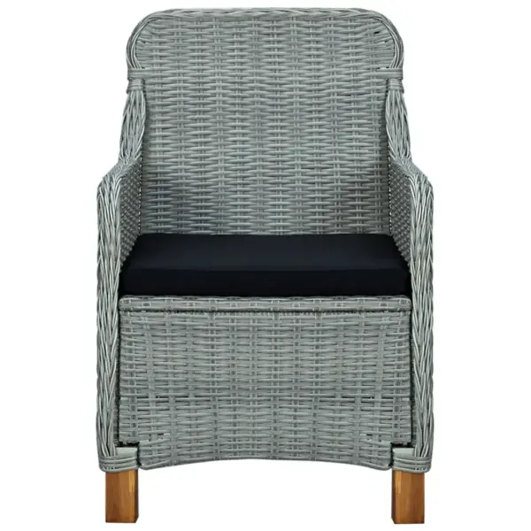 7-osaline aiamööbli komplekt patjadega, helehall polürotang, akaatsiapuidust jalgade ja karastatud klaasist lauaplaadiga, laud 200 x 100 cm – 5