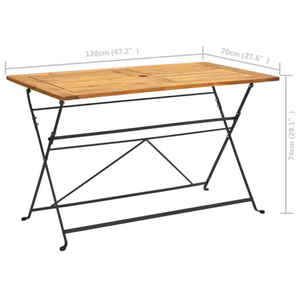 7-osaline kokkupandav aiamööbli komplekt, akaatsiapuit, laud 120 x 70 cm – 10