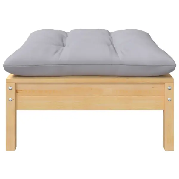 7-osaline männipuidust aiamööbli komplekt hallide patjadega, nurgadiivanid ja laud – 5