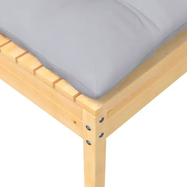 7-osaline männipuidust aiamööbli komplekt hallide patjadega, nurgadiivanid ja laud – 9