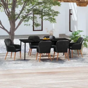 7-osaline polürotangist aiamööbli komplekt patjadega, must, laud 200 x 100 cm