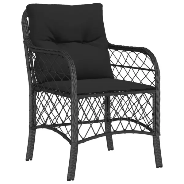 7-osaline aiamööbli komplekt patjadega, must polürotang, akaatsiapuidust lauaplaadiga laud 190 x 80 cm – 3