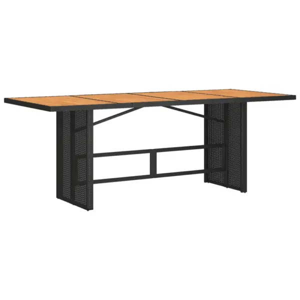 7-osaline aiamööbli komplekt patjadega, must polürotang, akaatsiapuidust lauaplaadiga laud 190 x 80 cm – 4