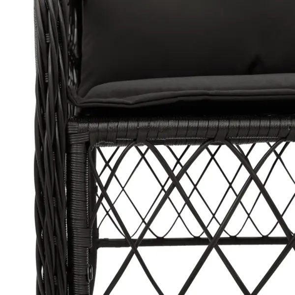 7-osaline aiamööbli komplekt patjadega, must polürotang, akaatsiapuidust lauaplaadiga laud 190 x 80 cm – 5
