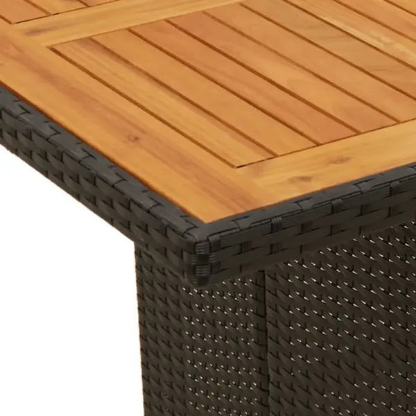 7-osaline aiamööbli komplekt patjadega, must polürotang, akaatsiapuidust lauaplaadiga laud 190 x 80 cm – 6