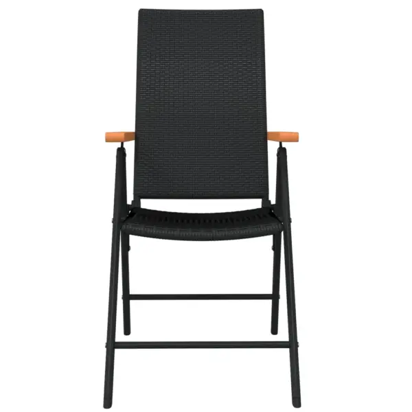 7-osaline aiamööbli komplekt reguleeritavate polürotangist toolidega, must, klaasplaadiga laud 140 x 70 cm – 4