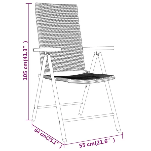 7-osaline aiamööbli komplekt reguleeritavate polürotangist toolidega, must, klaasplaadiga laud 140 x 70 cm – 7