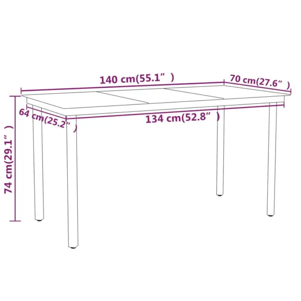 7-osaline aiamööbli komplekt reguleeritavate polürotangist toolidega, must, klaasplaadiga laud 140 x 70 cm – 8