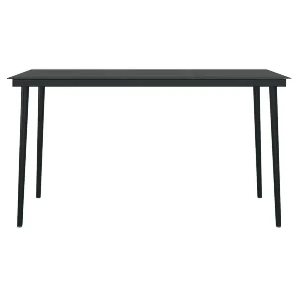 Aiamööbli komplekt 7-osaline, reguleeritavate toolidega, must PE-rotang, klaasplaadiga laud 140 x 70 cm, patjadega – 12