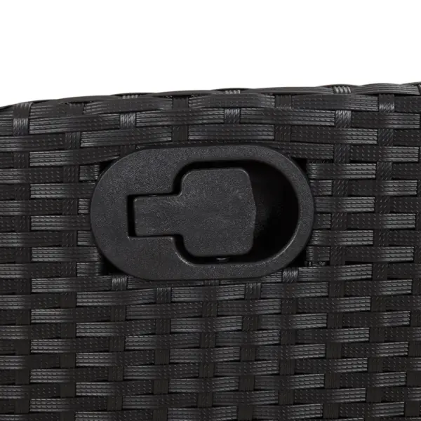 7-osaline aiasöögikomplekt lamamistoolifunktsiooniga, must polürotang, akaatsiapuidust lauaplaadiga, patjadega, laud 190 x 90 cm – 8