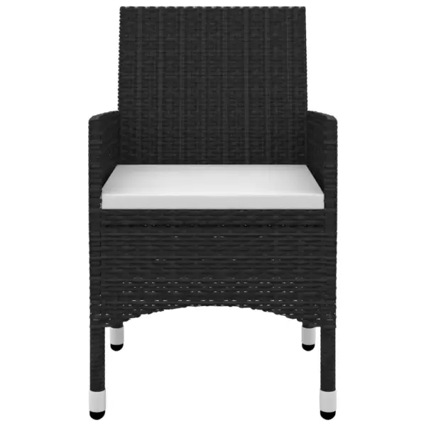 7-osaline aiamööbli komplekt patjadega, must polürotang, klaasist lauaplaadiga laud 140 x 70 cm – 4