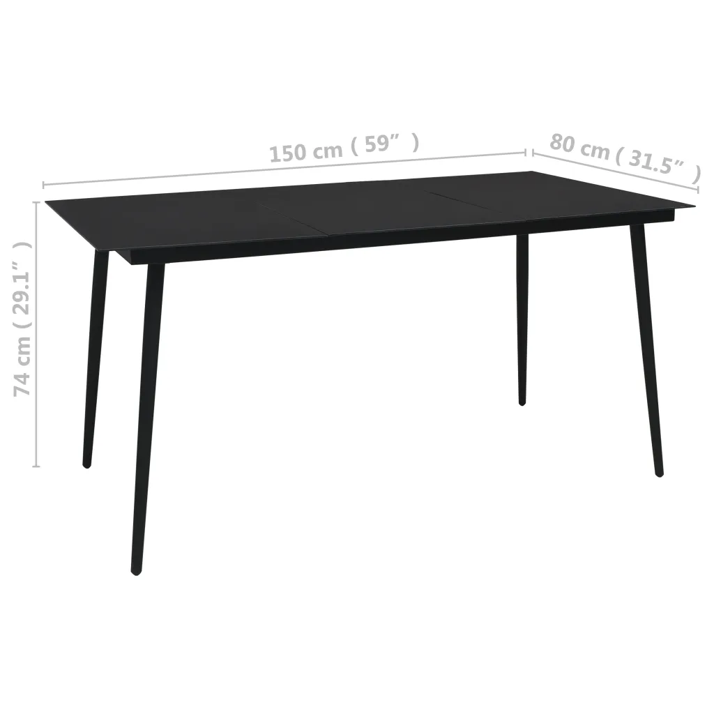 7-osaline aiamööbli komplekt, must PVC-rotang, klaaslauaga, laud 150 x 80 cm