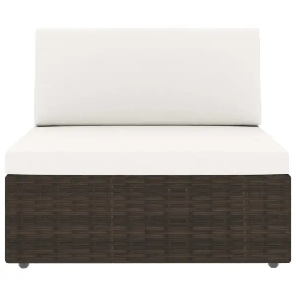 7-osaline polürotangist aiamööbli komplekt kohvilauaga, pruun/kreemjasvalge – 3