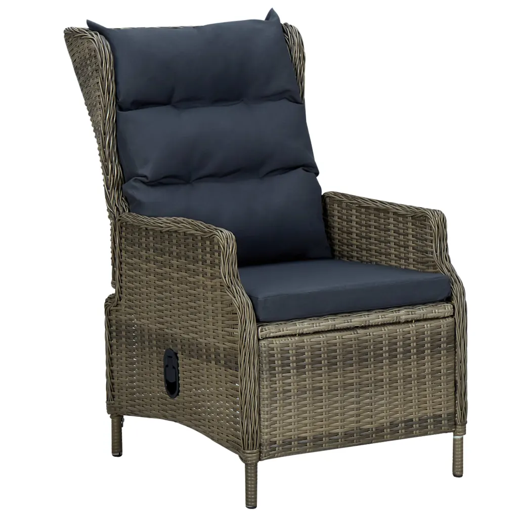 7-osaline aiamööbli komplekt reguleeritavate toolidega, pruun PE-rotang, must klaaslaud, laud 200 x 100 cm