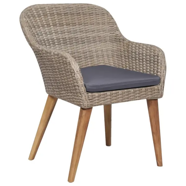 7-osaline aiamööbli komplekt patjadega, pruun polürotang, klaasplaadiga laud 160 x 80 cm – 5