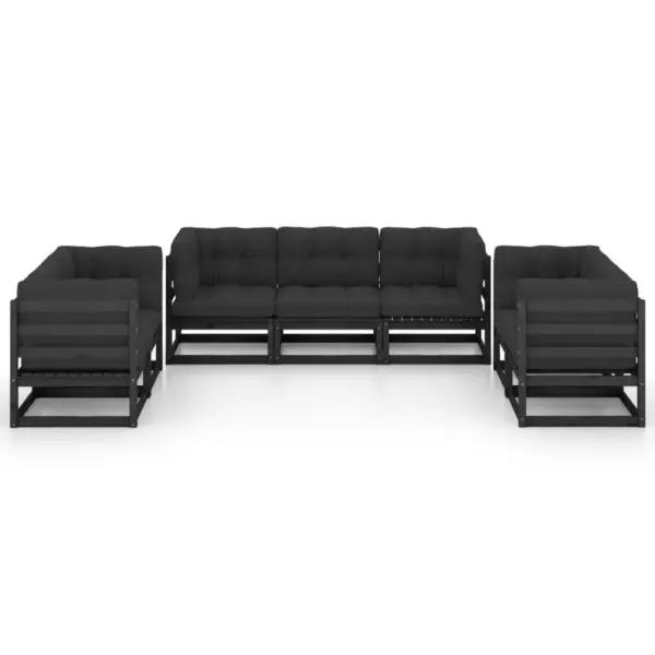 7-osaline täismännipuidust aiadiivanikomplekt istmepatjadega, must, 70 x 70 x 67 cm – 3
