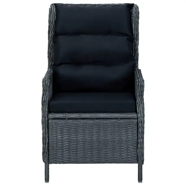 7-osaline aiamööbli komplekt recliner-toolidega, tumehall PE-rotang, must klaasplaadiga laud 200 x 100 cm – 4